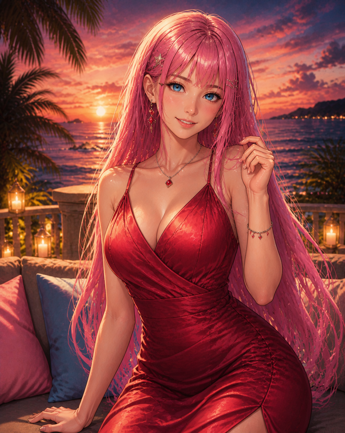 Anime Mia dressed for an evening date