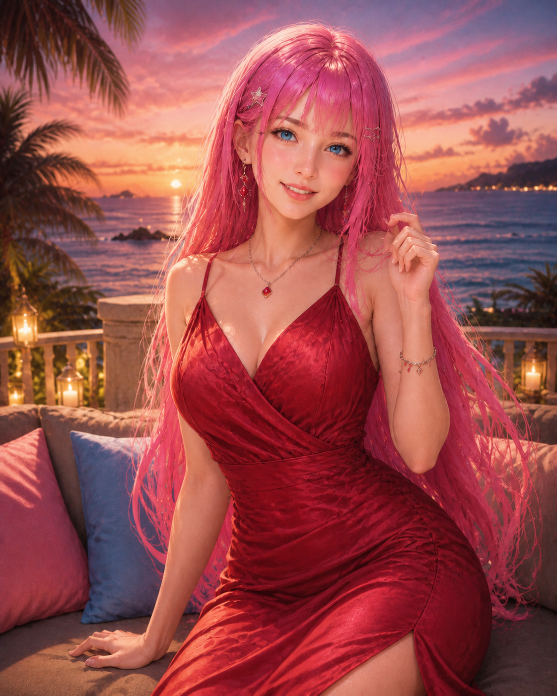 Mia dressed for an evening date at the resort