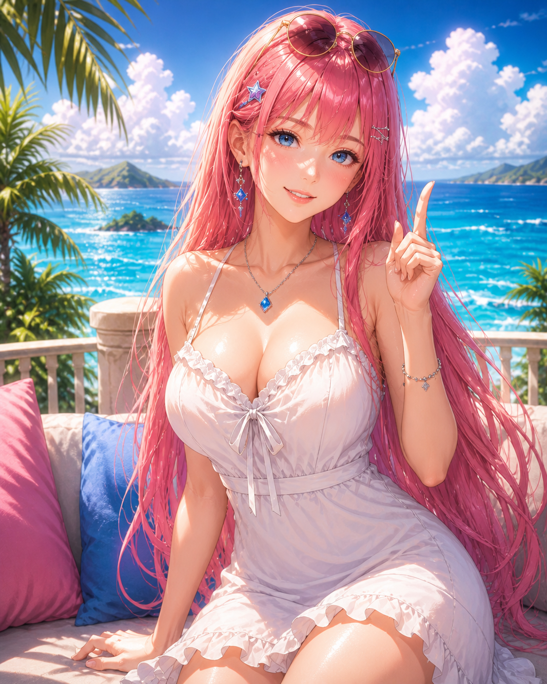 Anime Mia at a sunny seaside resort